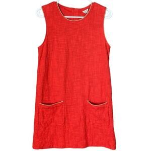 Fossil Orange Sleeveless Textured Shift Dress Front Pockets Size Small